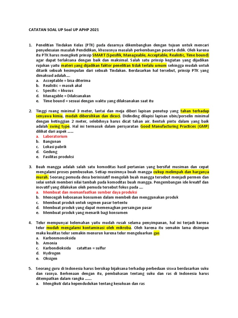Kumpulan Soal APHP 2021 Full | PDF | Karier & Perkembangan | Seni