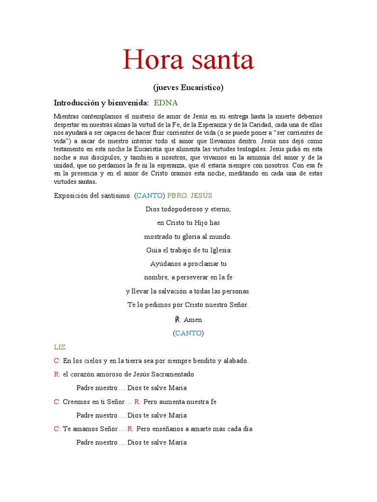 Esquema de Hora Santa Catolica | PDF | eucaristía | Cristo (título)