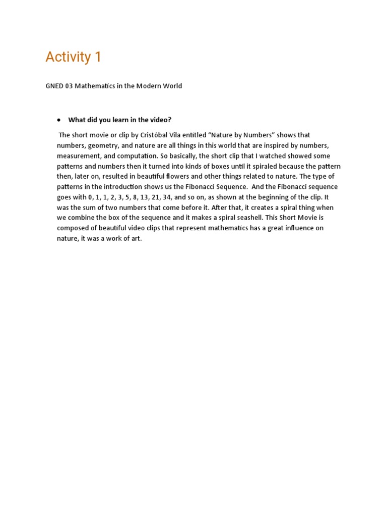 Patterns of Nature in Numbers | PDF | Teaching Methods & Materials