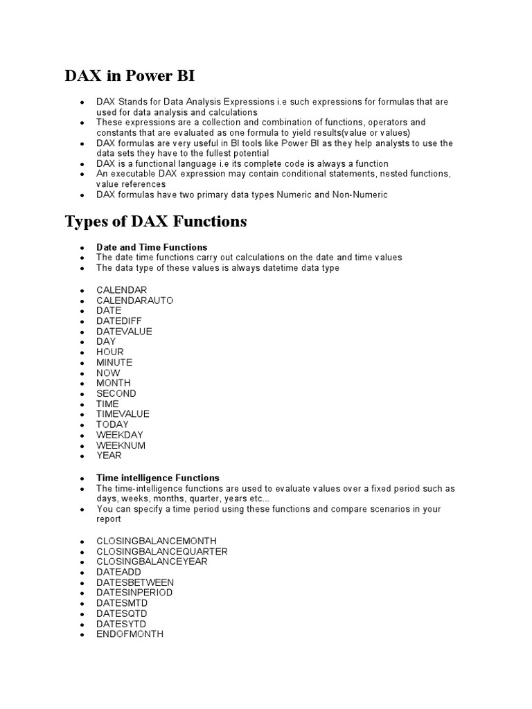 A comprehensive guide to dax functions and their uses in power bi data