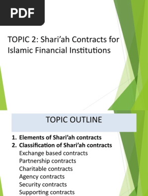 Fin546 Topic 2 - Shari'Ah Contracts for Islamic Financial Instruments