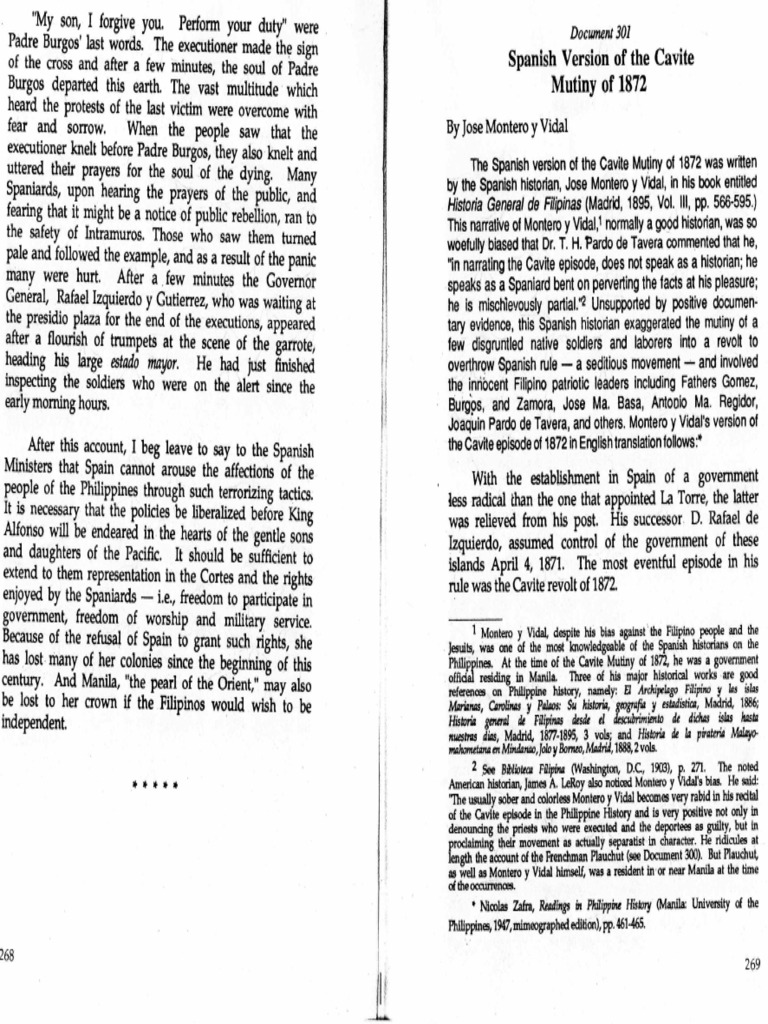 Cavite Mutiny of 1872 Sources | PDF