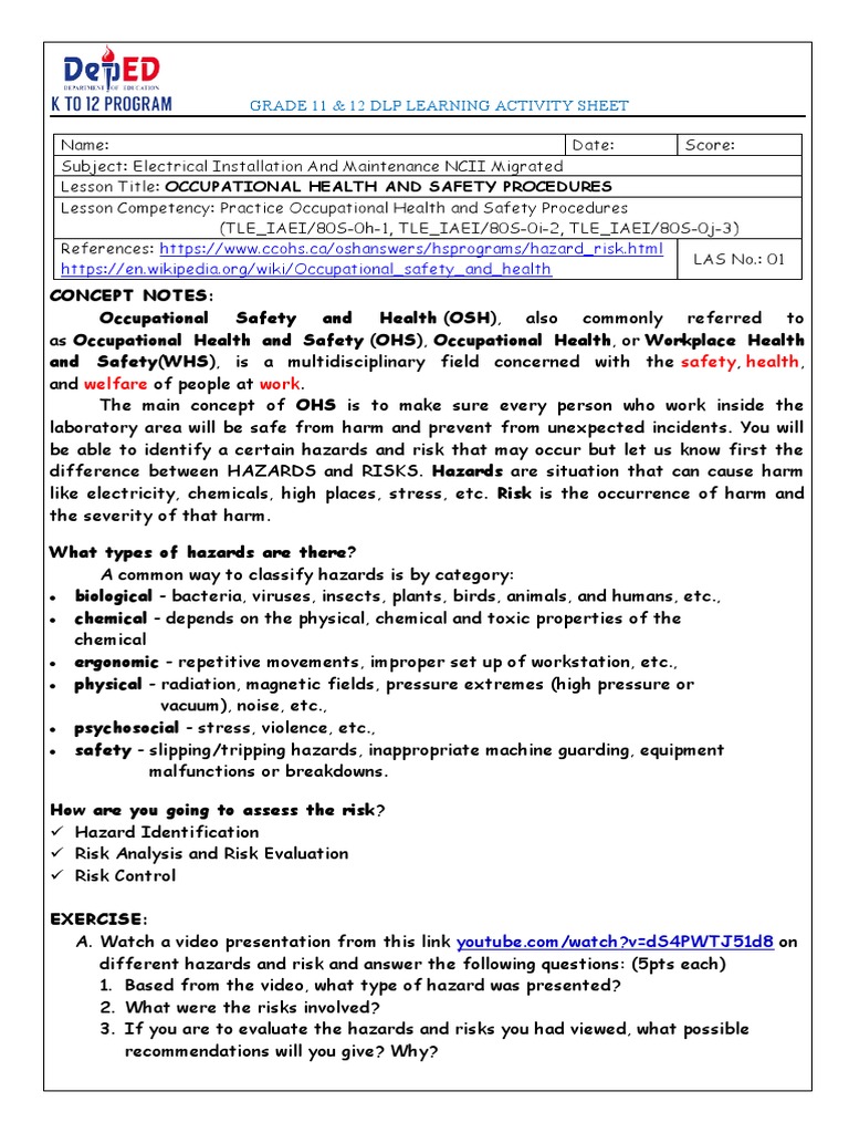 OHS Procedures and Hazard Types | PDF | Occupational Safety And Health ...