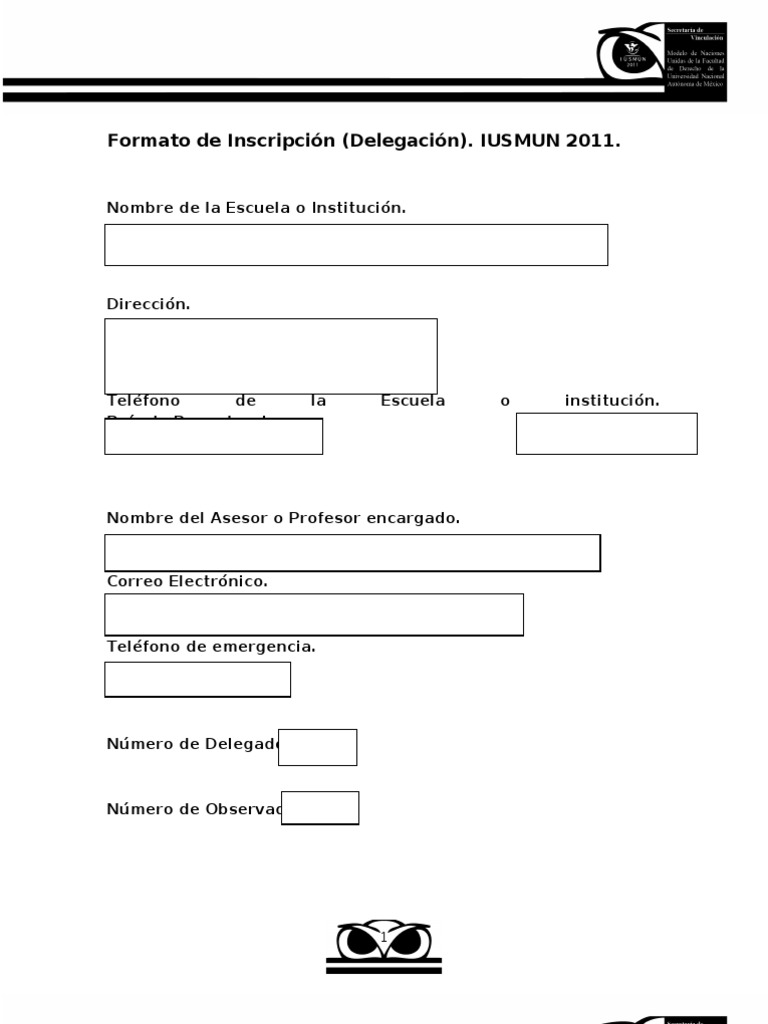 Formato de Inscripción para Delegados | PDF