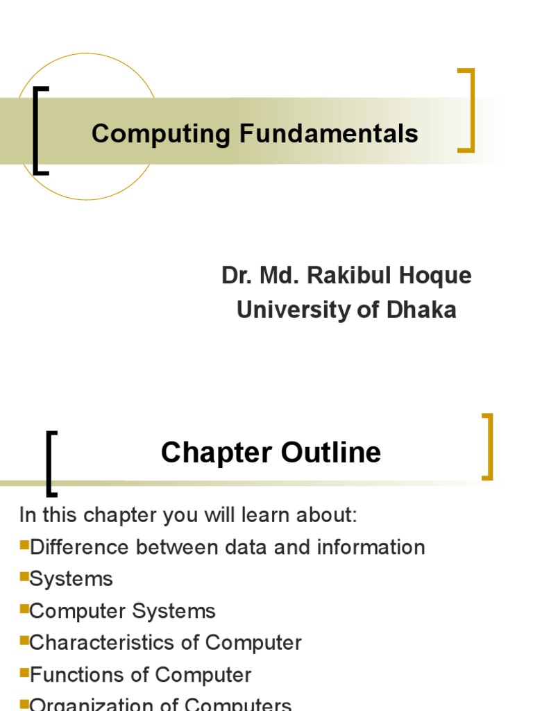 Lecture 1, Computing Fundamentals | PDF | Input/Output | Information ...