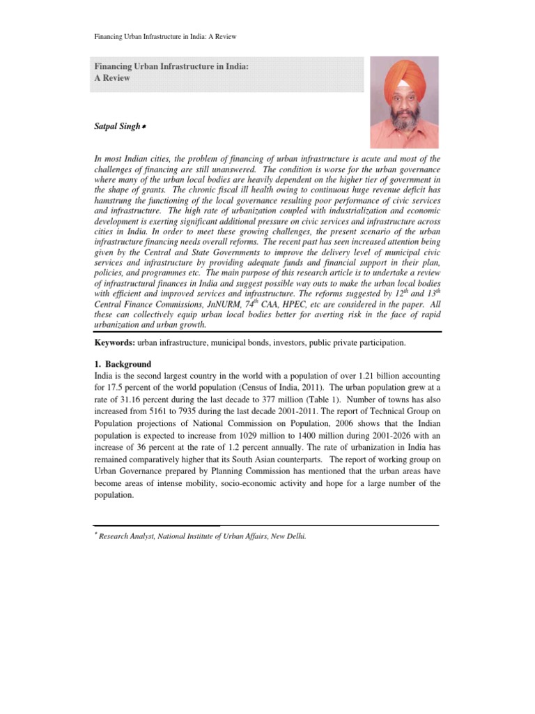 Urban Infrastructure Financing in India | PDF | Municipal Bond | Bonds ...