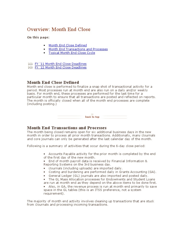 Month End Close Process Overview | PDF | Accounts Payable | Economies