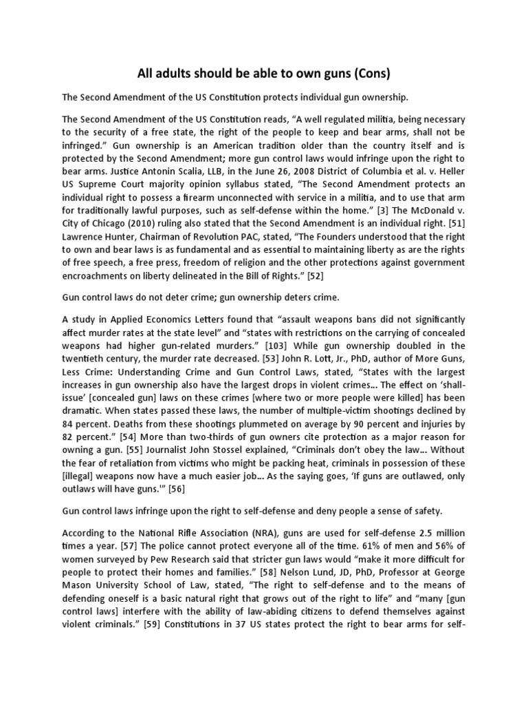 Arguments Against Gun Control Laws | PDF | Second Amendment To The ...