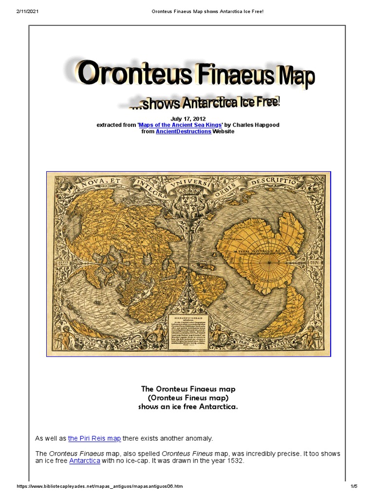 Oronteus Finaeus Map Shows Antarctica Ice Free PDF Antarctica Map 1711214320