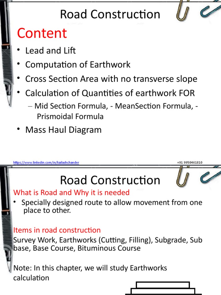 Earthwork Calculations in Road Construction | PDF | Area | Road