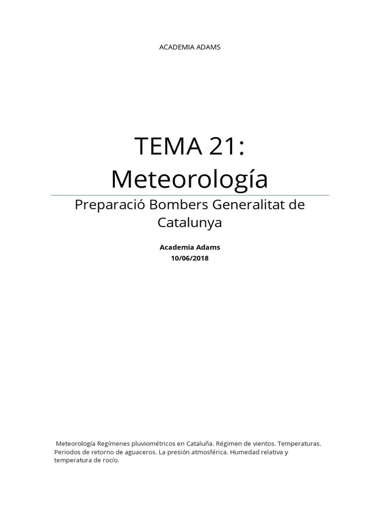 Tema 21 Meteorologia | PDF | Herida | Temperatura