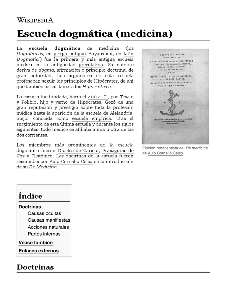 Escuela Dogmática (Medicina) Wikipedia, La Enciclopedia Libre PDF
