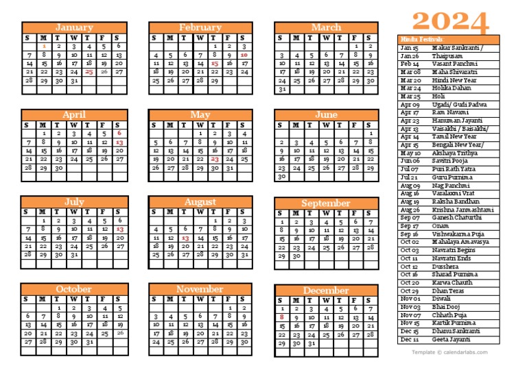 2024hinducalendar PDF Religious Holidays Religious Festivals