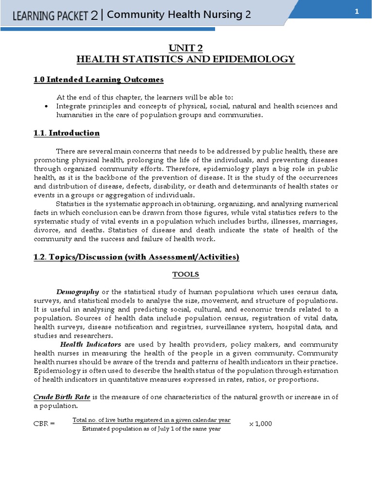 Understanding Health Statistics and Epidemiology Measuring Disease