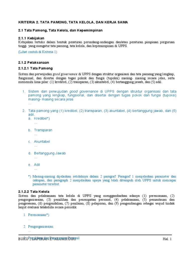 Evaluasi Tata Pamong dan Kerja Sama UPPS | PDF
