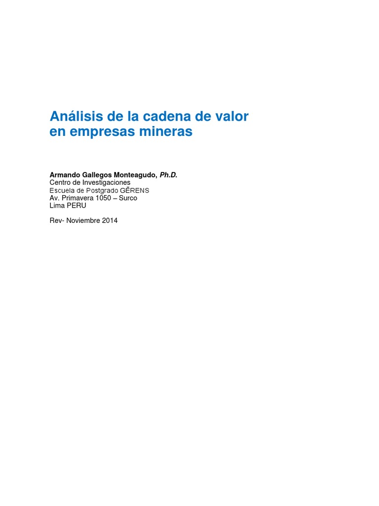Análisis de la cadena de valor minera | PDF | Cadena de valor | Minería