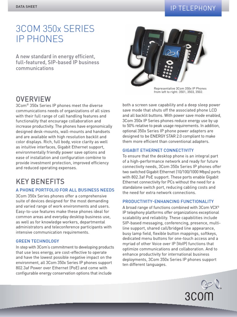 3com 350x Series | Telephone | Voice Over Ip
