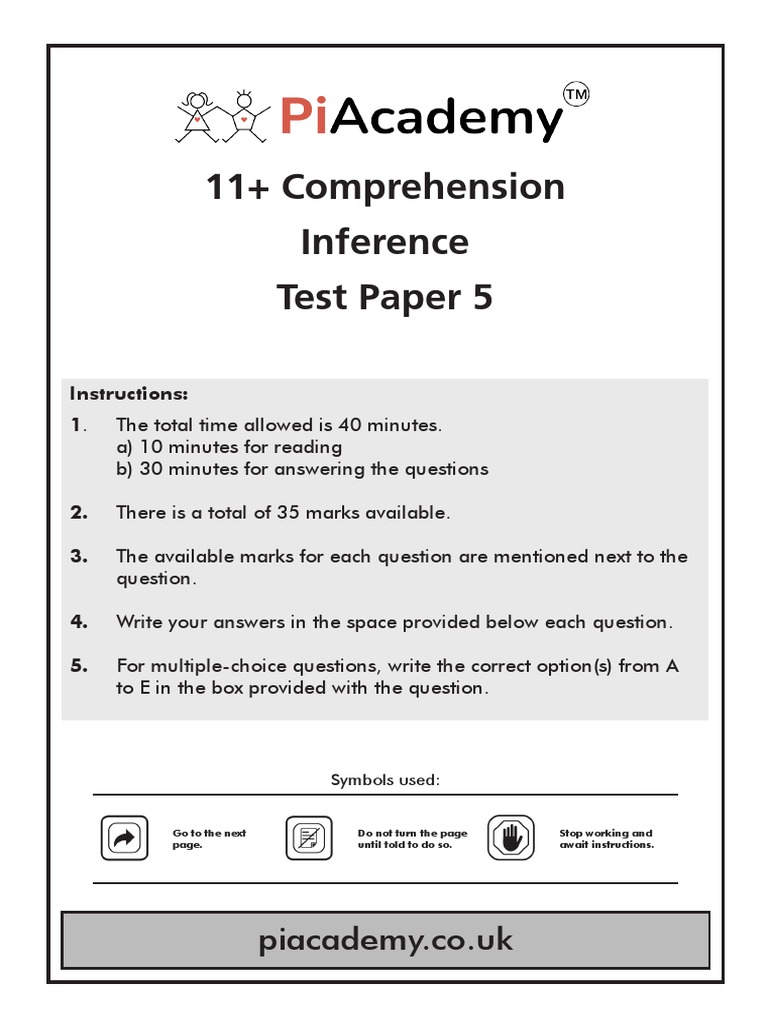 11 Plus Comprehension Inference Test Paper 5 Pug | PDF