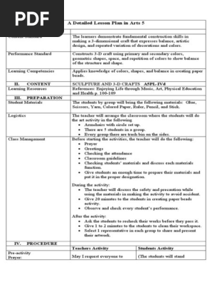Detailed Lesson Plan in ARTS 5