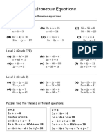 Simultaneous Equations by Level