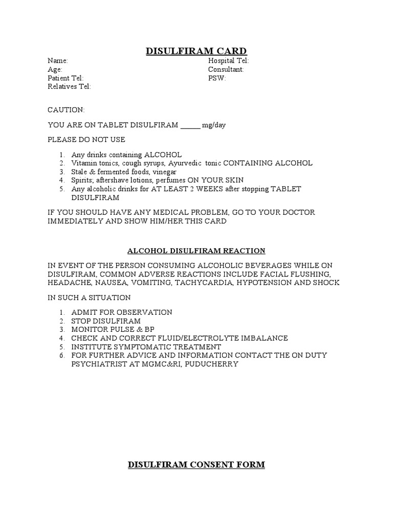 DISULFIRAM Consent Form PDF