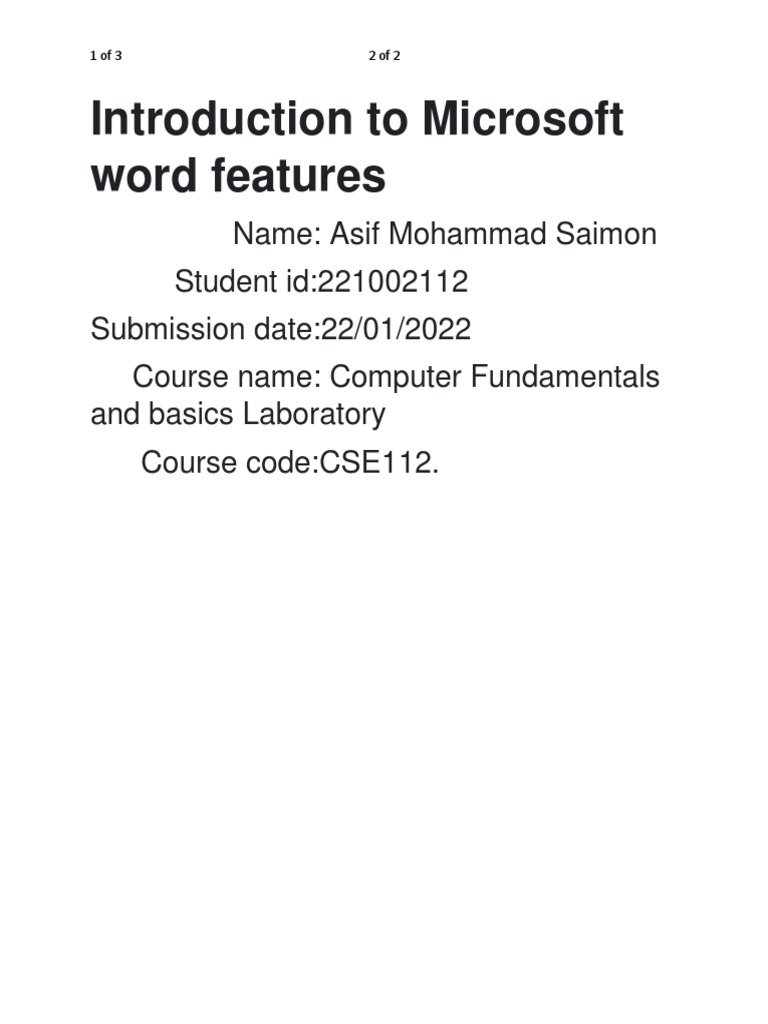 Introduction To Microsoft Word Features | PDF | Information And ...