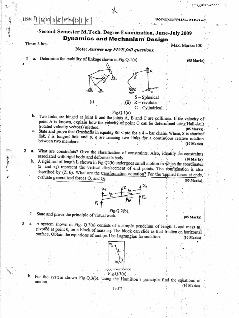 VTU M Tech Machine Design Question Papers