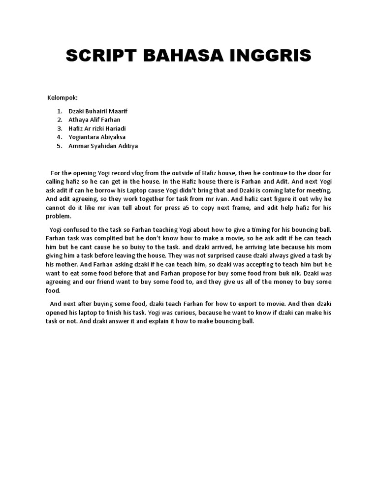 Script for English Task Collaboration | PDF