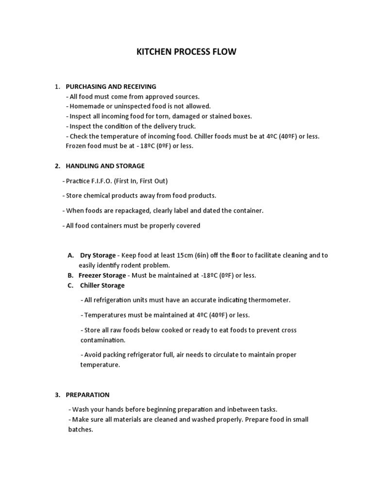 Kitchen Process Flow | PDF | Foods | Refrigerator