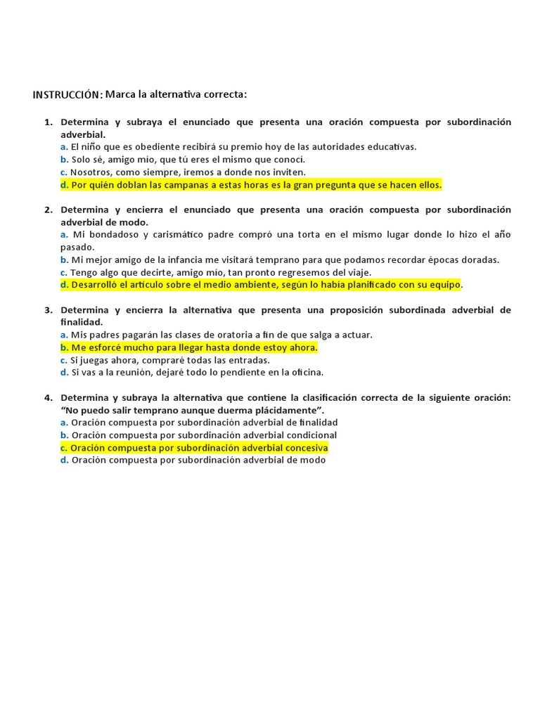 Ejercicio sobre Oraciones Compuestas | PDF | Artes del Lenguaje y ...