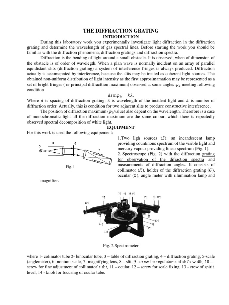 Light Diffraction Grating Lab | PDF | Diffraction | Wavelength