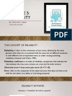 MODULE 5: RELIABILITY - KEY CONCEPTS AND ESTIMATION METHODS