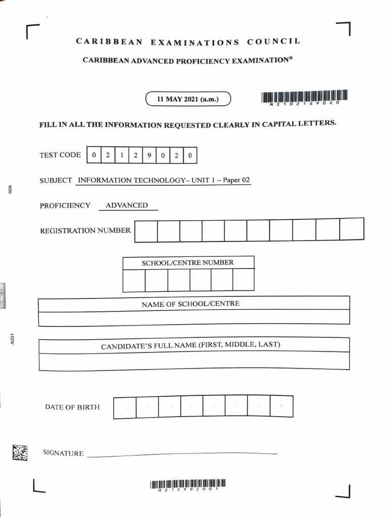 Cape U1 2021 P2 | PDF | Computing | Information Technology
