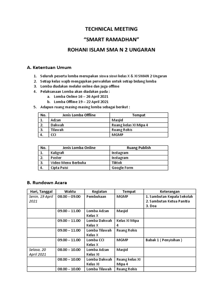 Lomba Smart Ramadhan SMAN 2 Ungaran | PDF