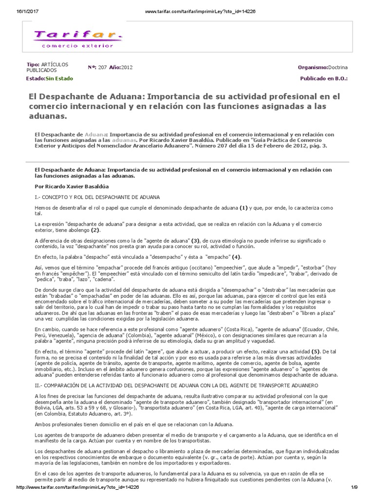 El Despachante de Aduana - Importancia de Su Actividad Profesional - DR ...