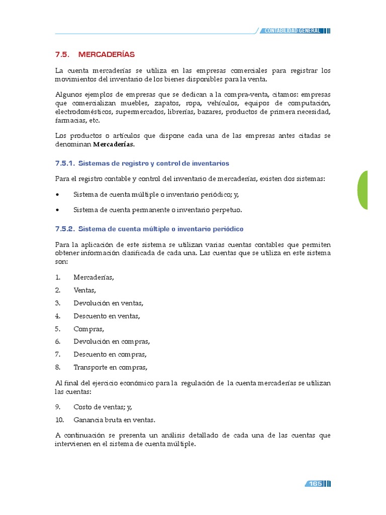 Mercaderías Pdf Contabilidad Inventario