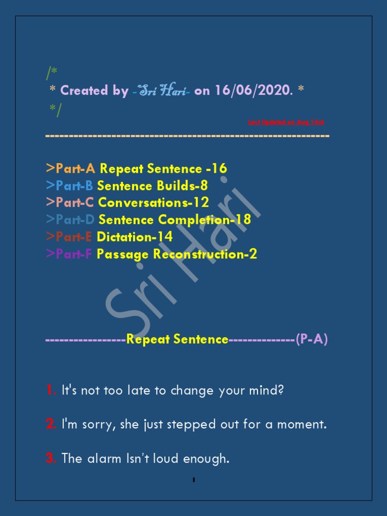 Versant Test: Sentence Reconstruction Guide | PDF | Career & Growth