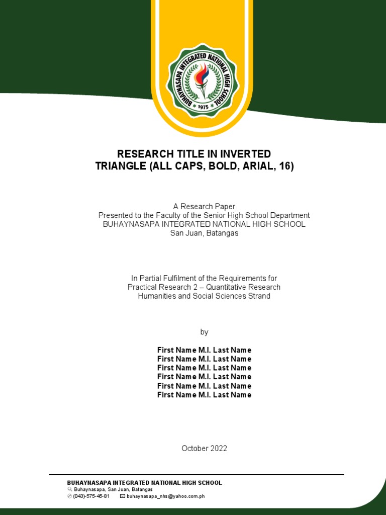 BINHS Chapter 1 Research Format 2022 2023 | PDF | Information Literacy ...