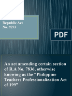 Amendments to Philippine Teachers Professionalization Act Qualification Requirements