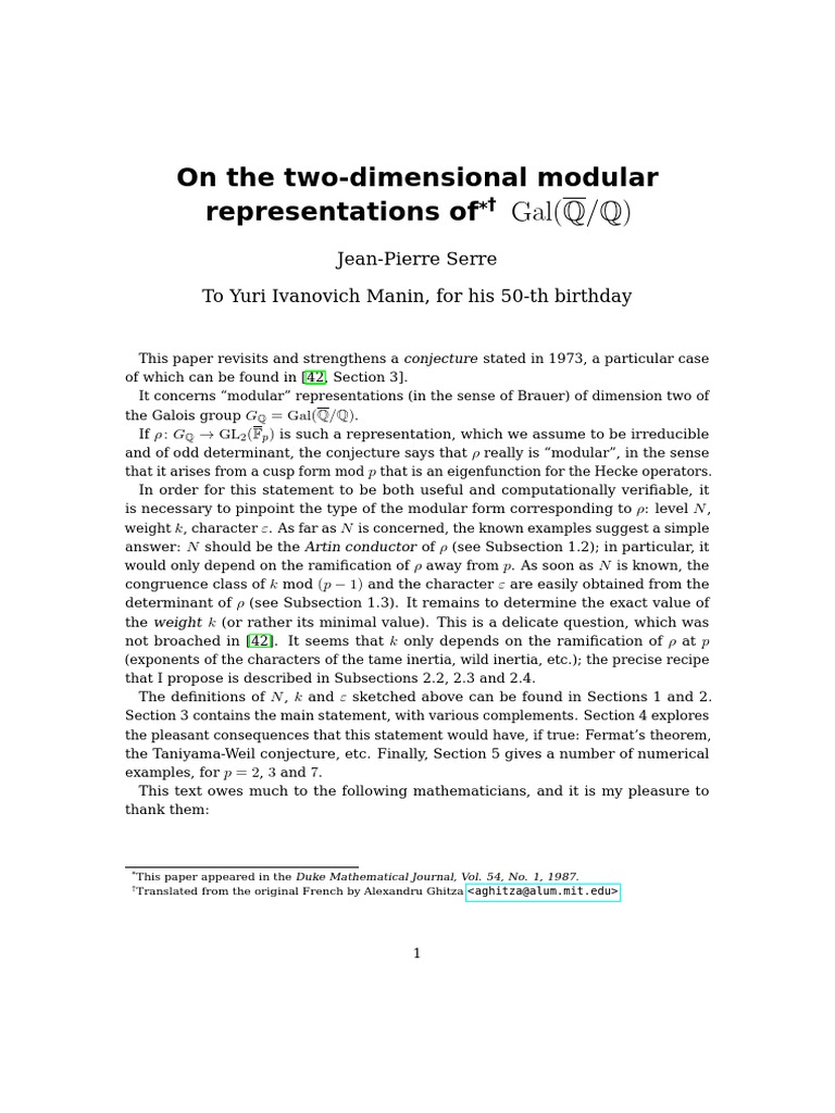 Translation serre duke pdf field mathematics group mathematics 