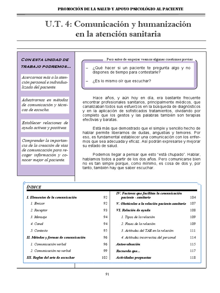 Unidad 4 Comunicacion y Hum. Atencion San | PDF | Comunicación ...
