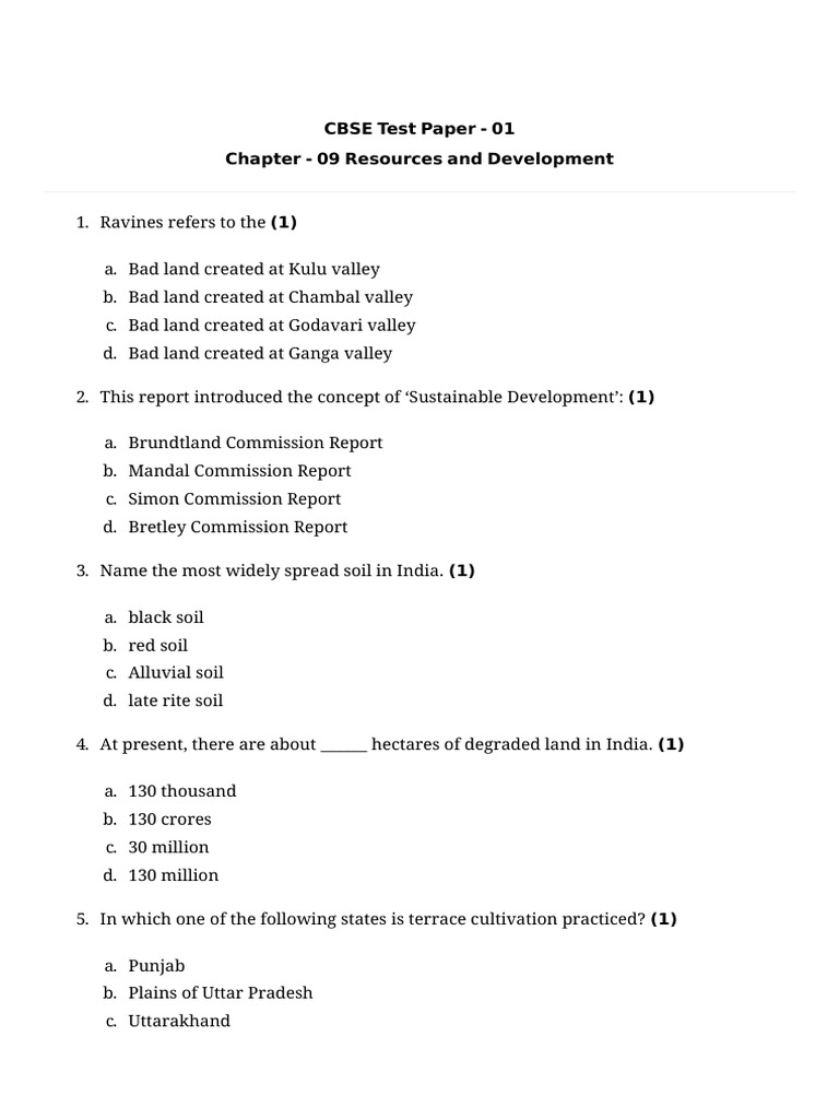 Resource and Development 10th PDF Agriculture Resource