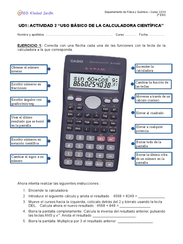 Uso básico de la calculadora científica | PDF | Calculadora | Raíz cuadrada