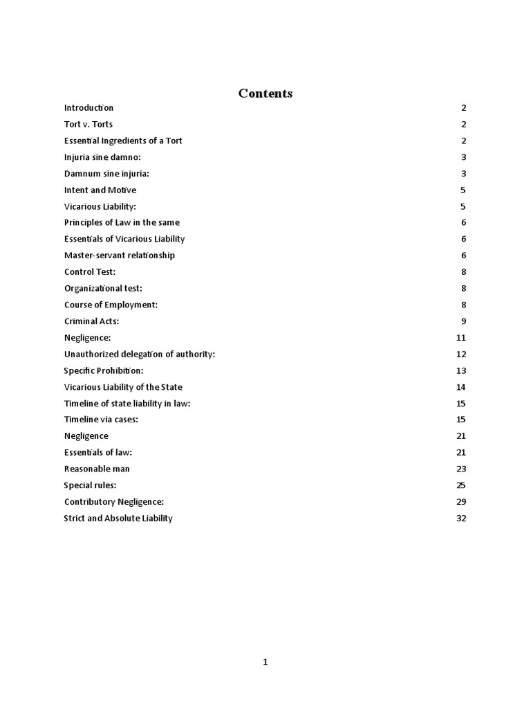 Tort Law Essentials and Vicarious Liability | PDF | Tort | Legal Liability