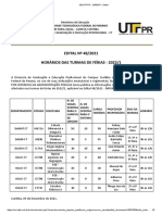 Horarios Das Turmas de Férias