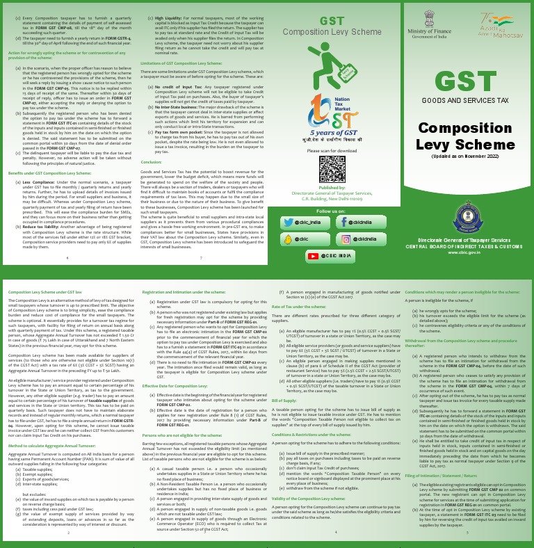 Composition Levy Scheme Download Free PDF Taxes Value Added Tax