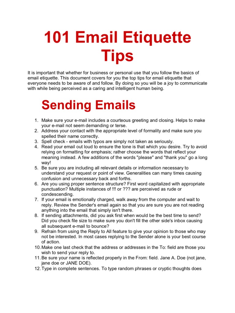 101 Email Etiquette Tips Email Instant Messaging
