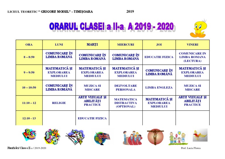 Model Orar Clasa A Iia | PDF