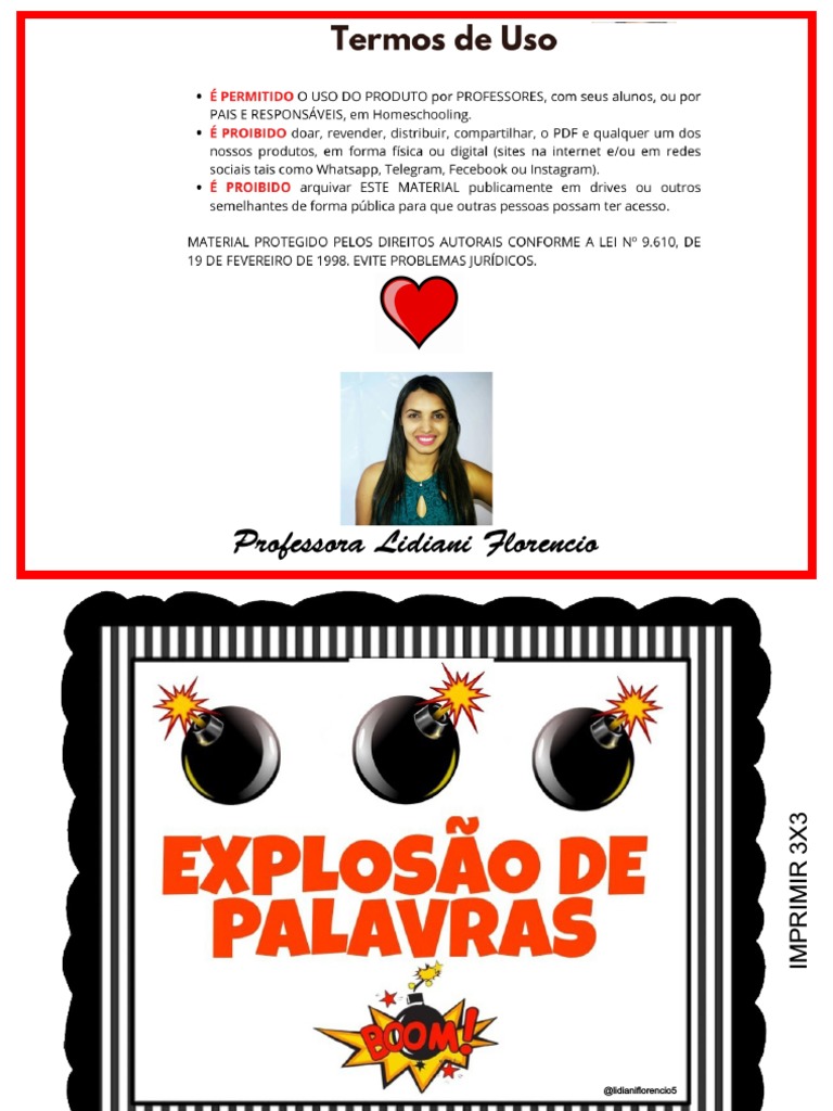 EXPLOSÃO DE PALAVRAS imprimir | PDF
