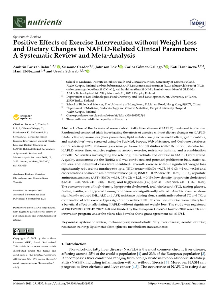 Babu-Positive Effects of Exercise Intervention Without Weight Loss 2021 ...